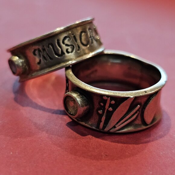 Pair of Angi Olami Sterling Silver/Semi-precious Band Rings, size 5.5 - Picture 3 of 8